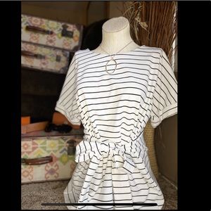 WORTHINGTON - White Top with Black strips